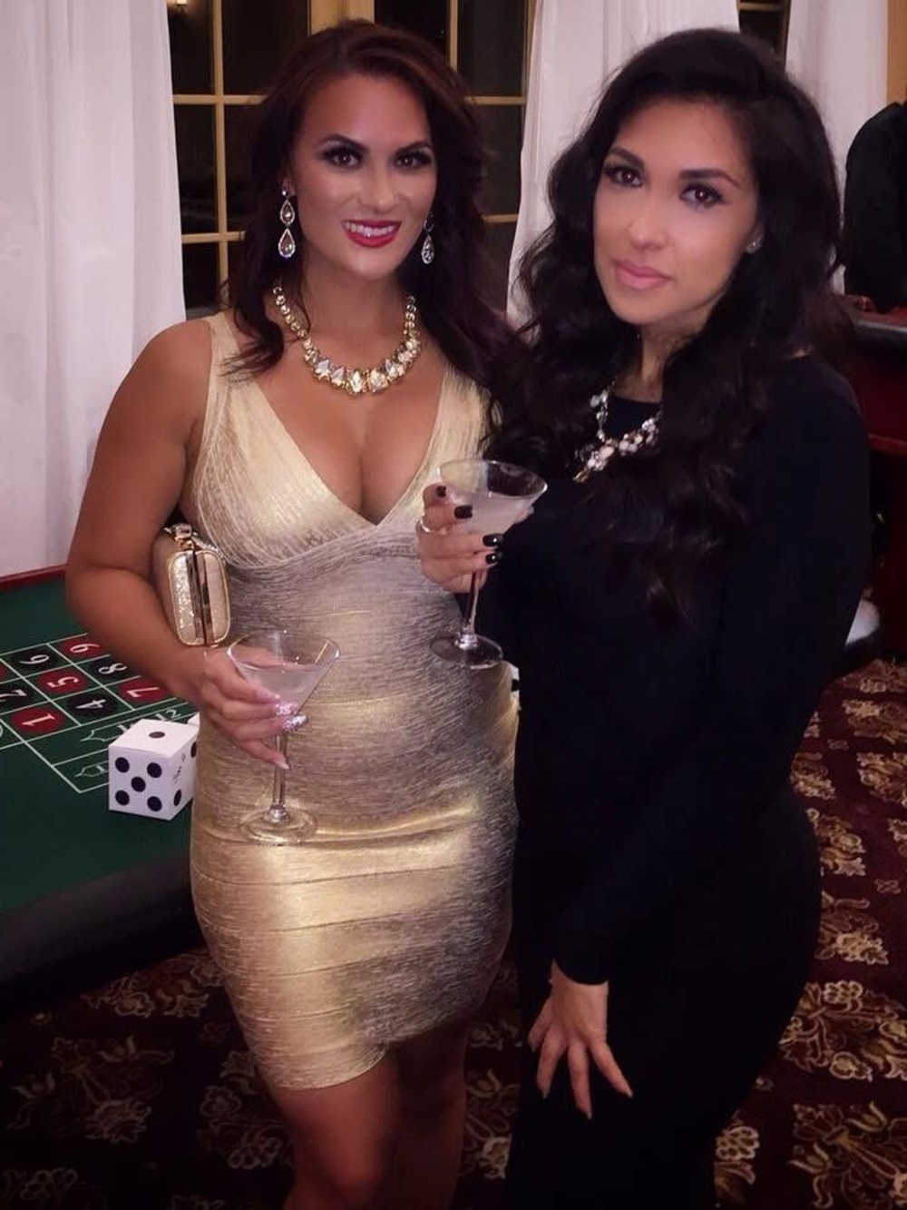Gold V-Neck Bodycon Dress - Women